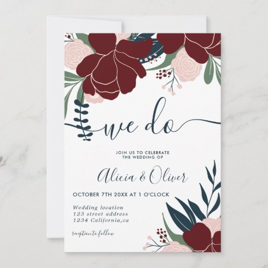 Initialen bruiloft met winterschotwonden kaart (Voorkant)