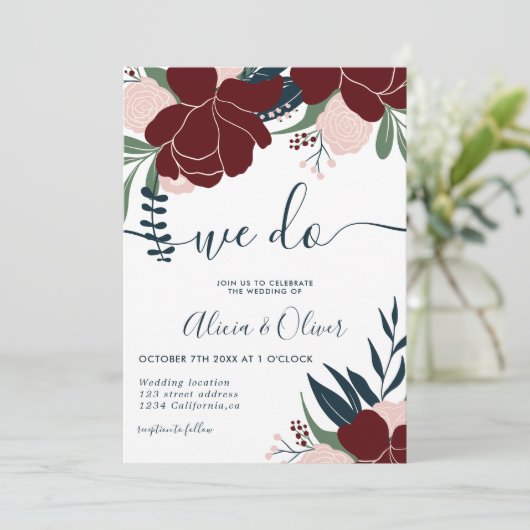 Initialen bruiloft met winterschotwonden kaart (Staand voorkant)