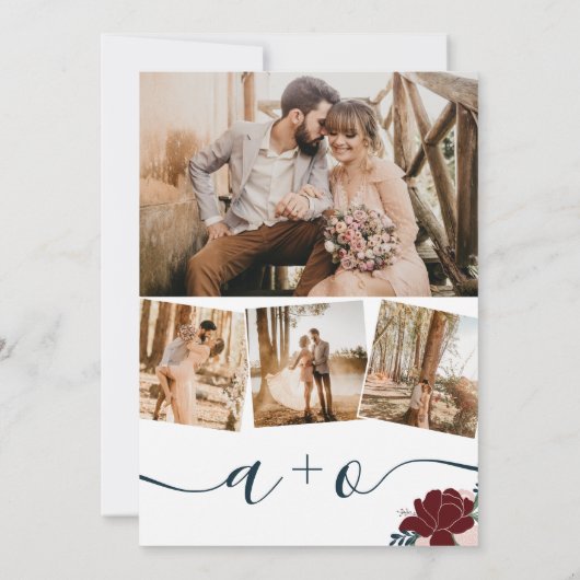 Initialen bruiloft met winterschotwonden kaart (Achterkant)