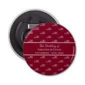 Initialen bruiloft met witte bruine monogram van B Button Flesopener (Voorkant)