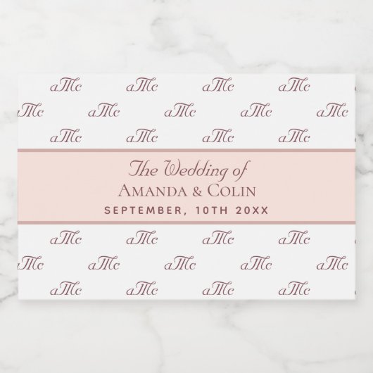 Initialen bruiloft met witte rozengoudmonogram sparkling wijnetiket (Enkel label)