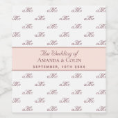 Initialen bruiloft met witte rozengoudmonogram wijn etiket (Enkel label)