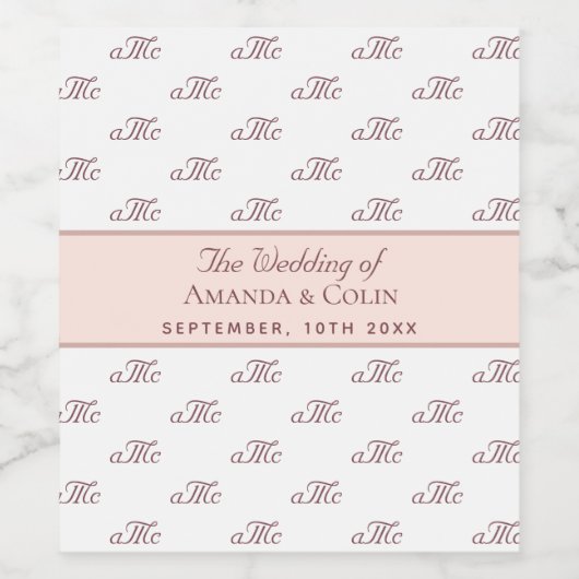 Initialen bruiloft met witte rozengoudmonogram wijn etiket (Enkel label)