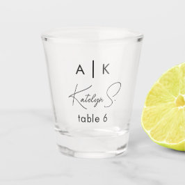 Initialen Bruiloft Shot Glass Favor | Tabelnummers Glas