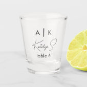 Initialen Bruiloft Shot Glass Favor | Tabelnummers Shot Glas (Voorkant)