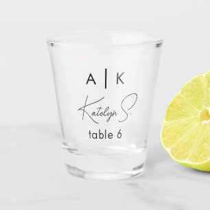 Initialen Bruiloft Shot Glass Favor Tabelnummers Shot Glas