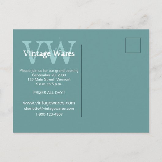  Initialen Business Store Openingsuitnodiging Uitnodiging Briefkaart (Achterkant)