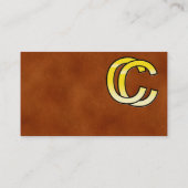 initialen C en C in goud op een lederbodem Visitekaartje (Achterkant)