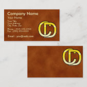 initialen C en D in goud op een lederbodem Visitekaartje (Voorkant / Achterkant)