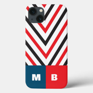 Initialen Cool Chevron in rood, zwart en blauw chi Case-Mate iPhone Case
