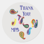 Initialen, dank u Quilled Paisleys 3-in Ronde Sticker (Voorkant)