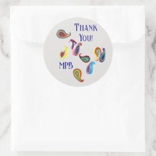 Initialen, dank u Quilled Paisleys 3-in Ronde Sticker
