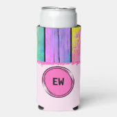 Initialen eenkleurige roze kleuren toevoegen seltzer blikjeskoeler (Seltzer Voorkant)