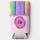 Initialen eenkleurige roze kleuren toevoegen seltzer blikjeskoeler (Voorkant)