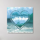 Initialen en datum van het Beach Life Wedding Coup Canvas Afdruk (Voorkant)