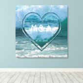 Initialen en datum van het Beach Life Wedding Coup Canvas Afdruk (Insitu (Houten vloer))
