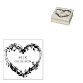 Initialen en datum van het huwelijk met wilde bloe rubberstempel (Gestempeld)