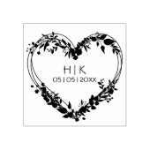 Initialen en datum van het huwelijk met wilde bloe rubberstempel (Afrduk)