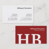 Initialen en donkerrood visitekaartje (Voorkant / Achterkant)