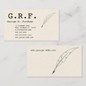 Initialen en Quill Point Pen Visitekaartje (Voorkant / Achterkant)
