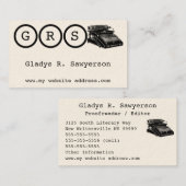 Initialen en schrijfmachines visitekaartje (Voorkant / Achterkant)