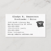 Initialen en schrijfmachines visitekaartje (Achterkant)