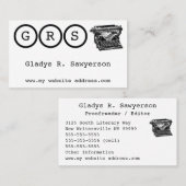 Initialen en schrijfmachines visitekaartje (Voorkant / Achterkant)