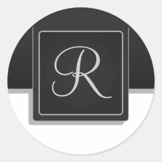 Initialen envelopzegel met tabbladen ronde sticker