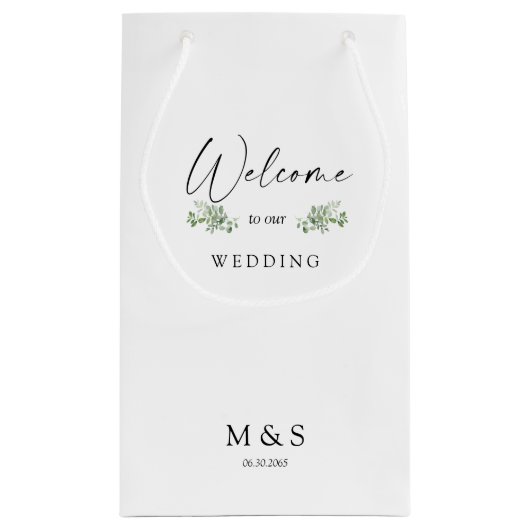 Initialen Eucalyptus Weddenschap voor wit Klein Cadeauzakje (Achterkant)