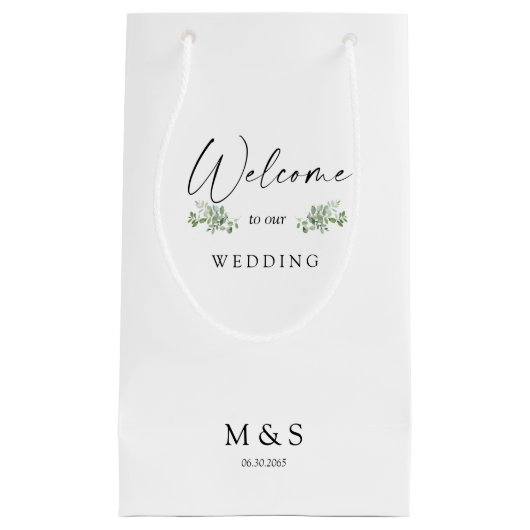 Initialen Eucalyptus Weddenschap voor wit Klein Cadeauzakje (Voorkant)