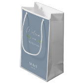 Initialen Eucalyptus Wedding Favor Dusty Blue Klein Cadeauzakje (Achterkant Gekanteld)