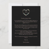 Initialen Floral Pink Heart 2 Foto's op zwart Save The Date (Achterkant)