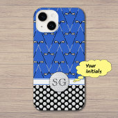 Initialen golfpatroon blauw iPhone hoesje