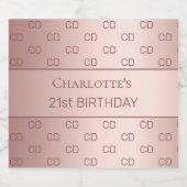 Initialen goudmonogram roos op jaarbasis sparkling wijnetiket (Enkel label)