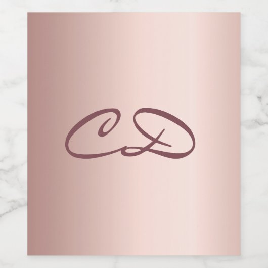 Initialen goudmonogram roos op jaardag wijn etiket (Enkel label)