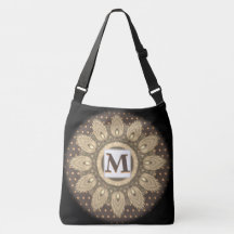 Initialen grote cross body canvas tas psychedelisc