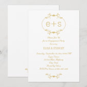 Initialen in een gouden lijst trouwfeest kaart (Voorkant / Achterkant)