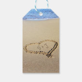 Initialen in Hart in Zand Beach Bruiloft Dank u Cadeaulabel (Achterkant)