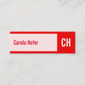 Initialen in rood mini visitekaartje (Voorkant)