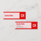 Initialen in rood mini visitekaartje (Voorkant / Achterkant)