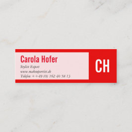 Initialen in rood mini visitekaartje