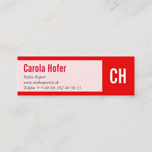 Initialen in rood mini visitekaartje (Achterkant)