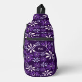 Initialen Indigo Bloem Doodle Patroon Donker Viole Sling Bag (Voorkant)