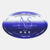 Initialen juwelen met een modern blauw keurmerk ovale sticker (Voorkant)