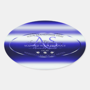 Initialen juwelen met een modern blauw keurmerk ovale sticker