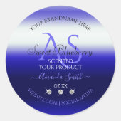 Initialen juwelen met een modern blauw keurmerk ronde sticker (Voorkant)