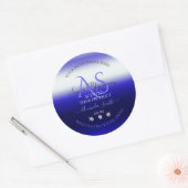 Initialen juwelen met een modern blauw keurmerk ronde sticker (Envelop)