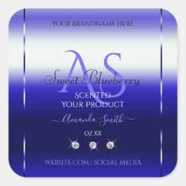 Initialen juwelen met een modern blauw keurmerk vierkante sticker