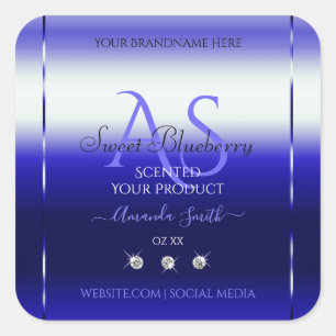 Initialen juwelen met een modern blauw keurmerk vierkante sticker