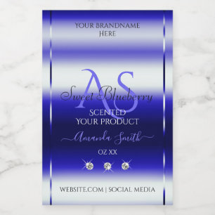 Initialen juwelen met een modern blauw keurmerk voedselcontainer etiket